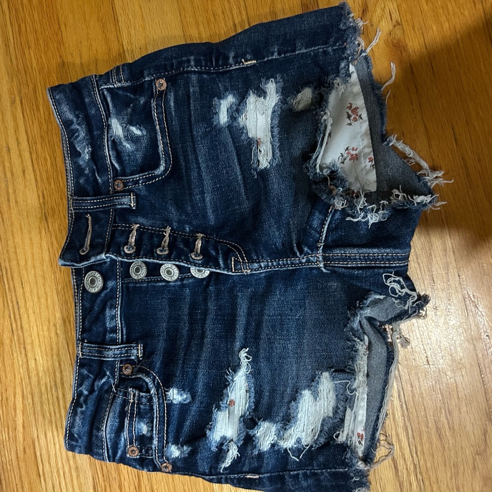 American Eagle Outfitters Blue Distressed Jean Shorts
